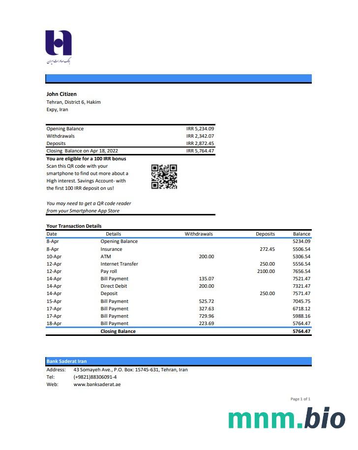 Indonezja Bank Syariah Indonezja rachunek Wyciąg słowo i PDF szablon